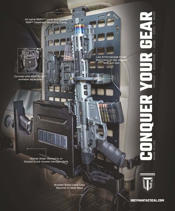 Grey Man Tactical™ Introduces the #303 – Vehicle Locking Rifle Rack + Pistol Safe RMPX™ Package